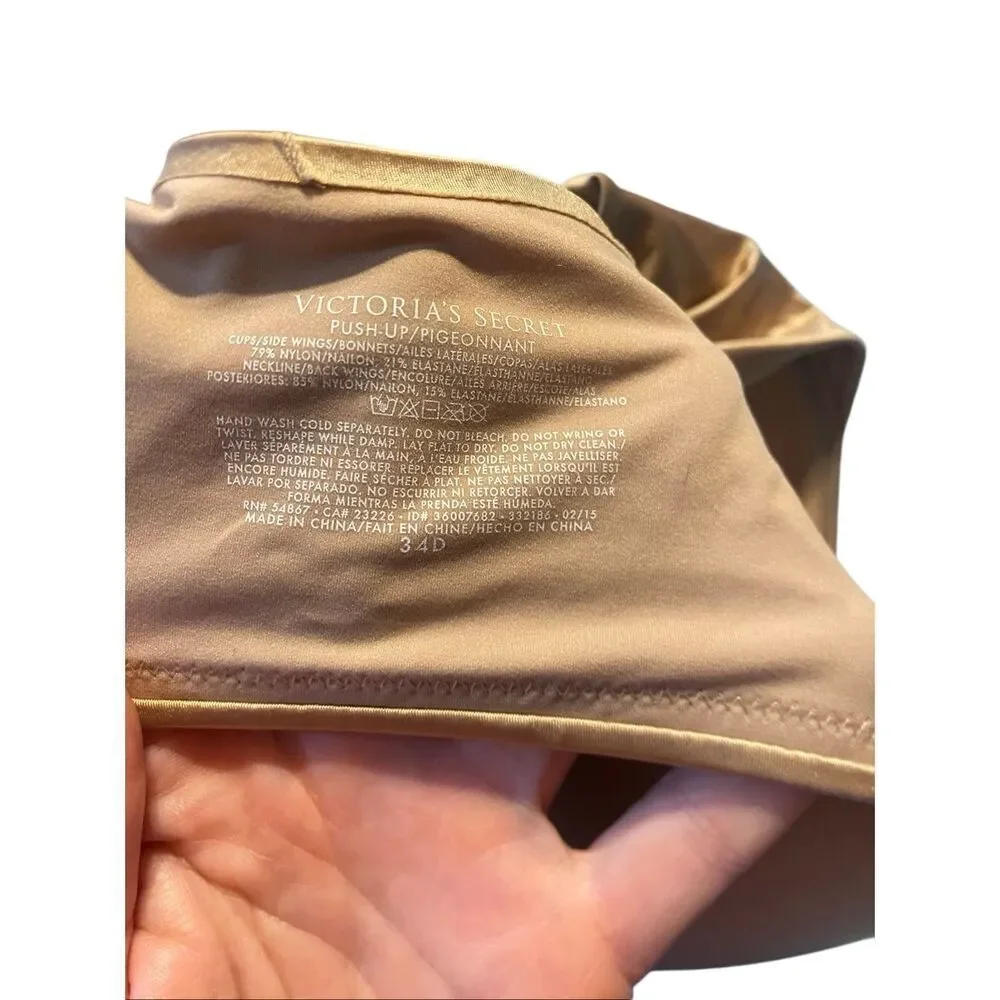 Victoria’s Secret push-up brawl tan size 34D padded criss cross back - Picture 3 of 5